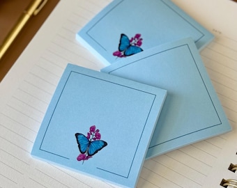 Blue Butterfly Post-It Notes® | 50-Sheet Sticky Notepad | 3x3 Mini Memo pad