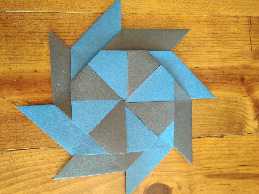 Paper Transforming Ninja Star Origami Black & Blue Etsy