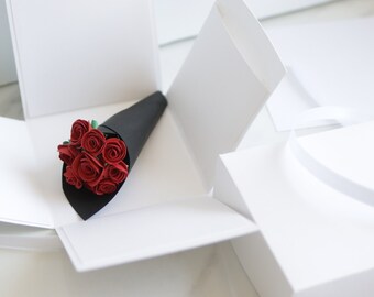 Red Rose Bouquet IN GIFT BOX, birthday gift, gift for mom, graduation, wedding, birthday, anniversary, birthday card, gift