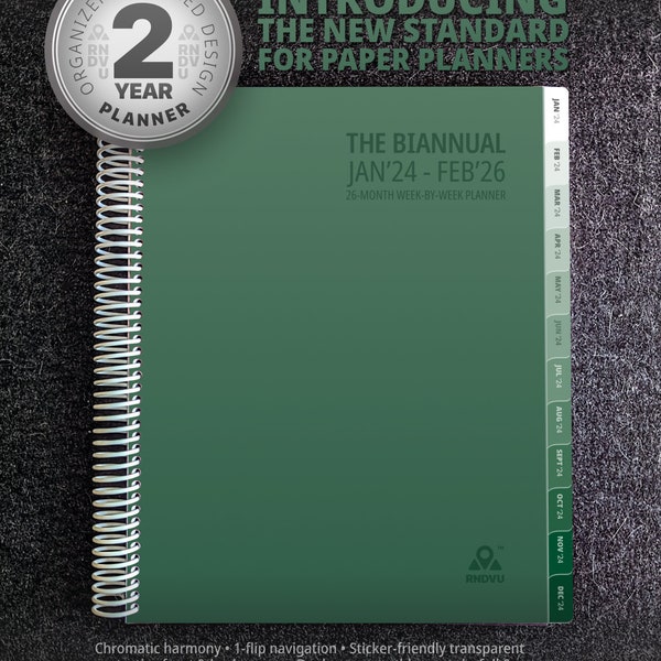 2024-2025 Daily Planner, 24-25 Planner, 2025 Planner, Weekly Planner, Monthly Planner, Teachers, Students, Organizer, Sticker Cover, Green