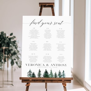 Eleganter Sitzplan für die Hochzeit Vorlage | Hochzeit im Freien | Moderne Schrift