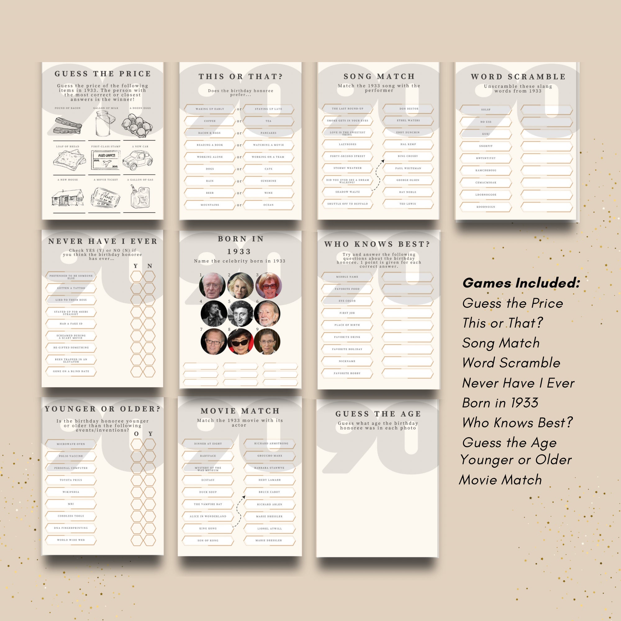 Printable 90th Birthday Party Games | 10 Games and Activities - Etsy