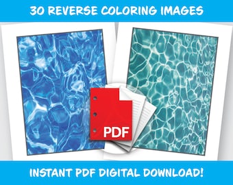 Water Reflections Reverse Coloring Book, Adult Mindfulness (PDF Digital Download)