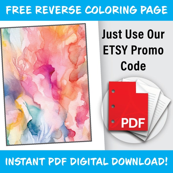 Free Digital Download PDF Reverse Coloring Page For Anxiety Stress Reduction Mindfulness Use this Promo Code for the Free Page: SAVE1DOLLAR
