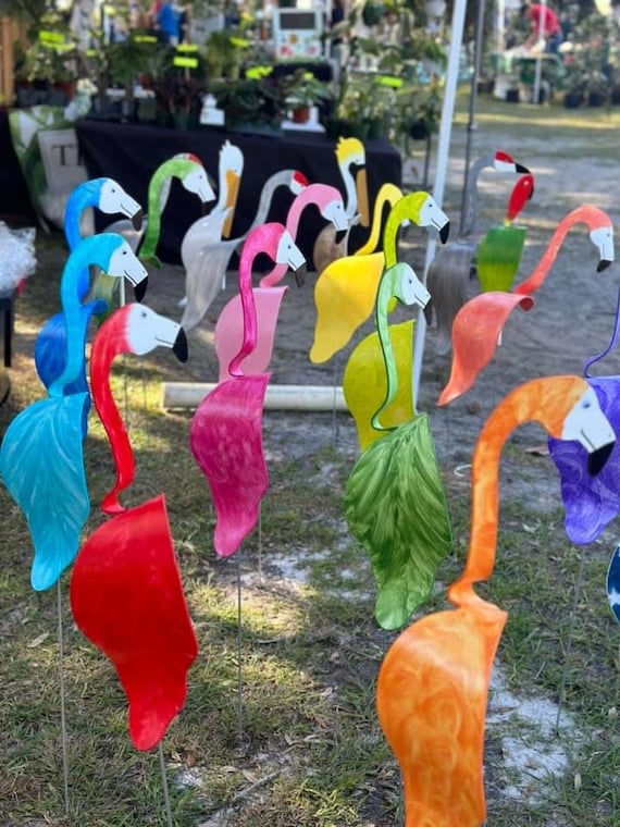 1 Purple Flamingo Bobbing Bird Dancing Balancing Kinetic Sculpture