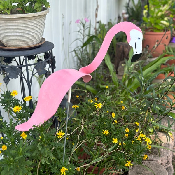 1 Large Pink Flamingo Bobbing Bird Dancing Balancing Sculpture Whirligig Wind Spinner Garden Art Decor Yard Flamingo Swirl