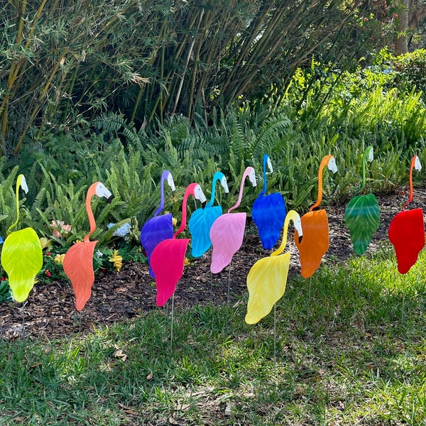3 Large Bobbing Birds Pick Colors PVC Dancing Balancing Sculpture Whirligig Wind Spinner Garden Art Decor PVC Yard Swirl