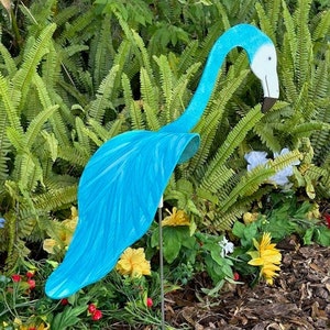 1 Large Aqua Flamingo Bobbing Bird PVC Dancing Balancing Sculpture Whirligig Wind Spinner Garden Art Decor Yard Flamingo Swirl
