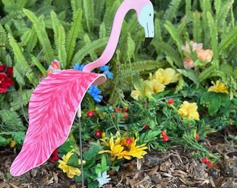 1 Large Pink "Fire Back" Flamingo Bobbing Bird Dancing Balancing Sculpture Whirligig Wind Spinner Garden Art Decor Yard Flamingo Swirling