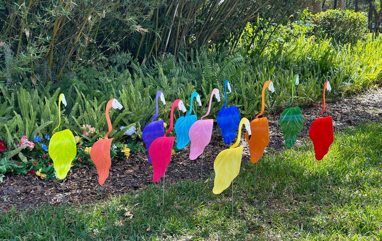4 Large Bobbing Birds Pick Colors PVC Dancing Balancing Sculpture