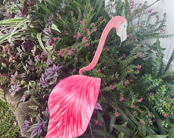 1 Large Pink "Fire Back" Flamingo Bobbing Bird Dancing Balancing Sculpture Whirligig Wind Spinner Garden Art Decor Yard Flamingo Swirling