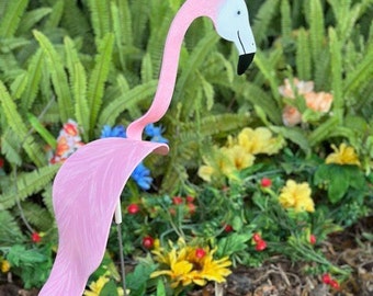 1 Large Pink Flamingo Bobbing Bird Dancing Balancing Sculpture Whirligig Wind Spinner Garden Art Decor Yard Flamingo Swirl