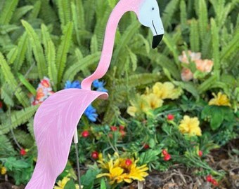 1 Large Pink Flamingo Bobbing Bird Dancing Balancing Sculpture Whirligig Wind Spinner Garden Art Decor Yard Flamingo Swirl