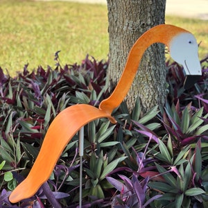 1 Large Orange Flamingo Bobbing PVC Bird Dancing Balancing Sculpture Whirligig Wind Spinner Garden Art Decor Yard Flamingo Swirl