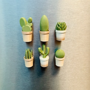 6 Small Cacti Fridge Magnets - 3D Printed Cacti