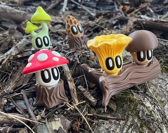 Friendly Mushroom with Stumps - Mushroom Friends - Fun Plant Gifts - 5 Options of Forest Mushrooms