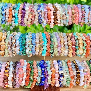 Natural Crystal Chip Stretchy Bracelets,Gemstone Chip Handmade Beaded Bracelets,Stacking Bracelets,Healing Crystal Bracelets For Gift