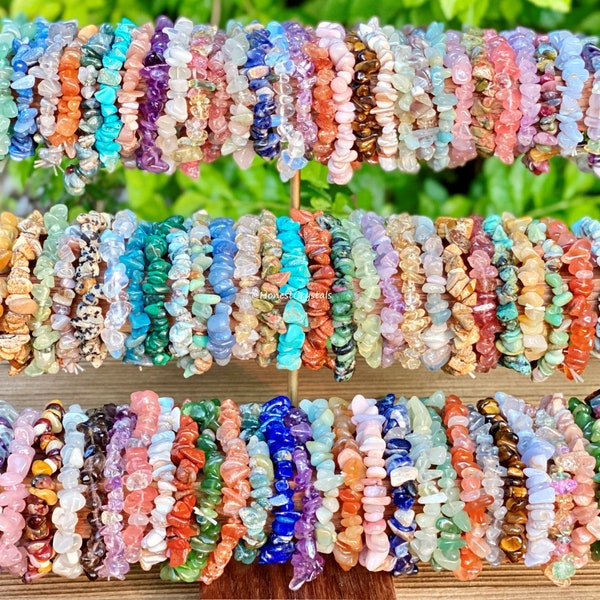 Natural Crystal Chip Stretchy Bracelets,Gemstone Chip Handmade Beaded Bracelets,Stacking Bracelets,Healing Crystal Bracelets For Gift