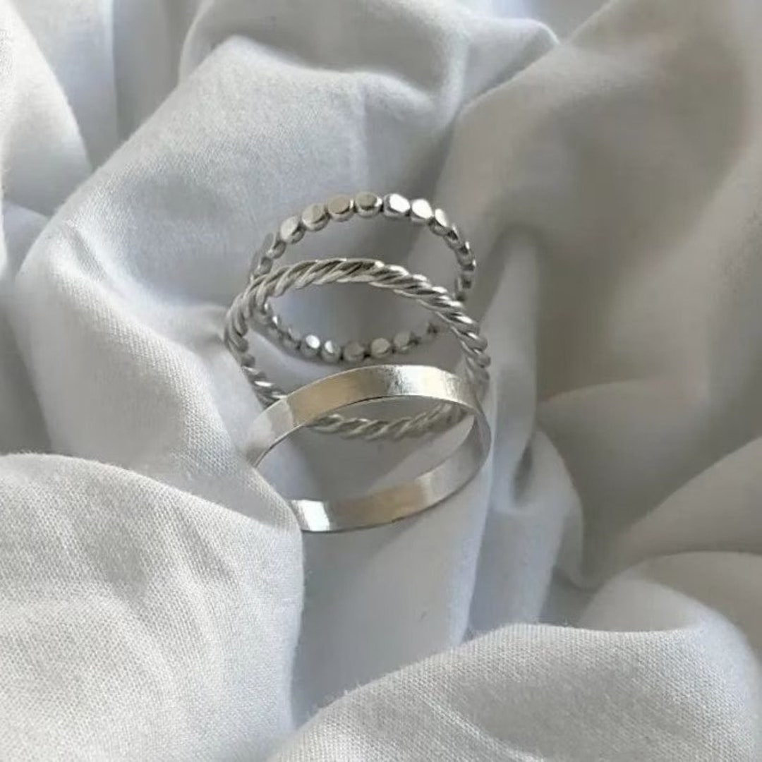 Stackable Ring Set of 3, 925 Sterling Silver Ultra Thin Stacking Rings ...