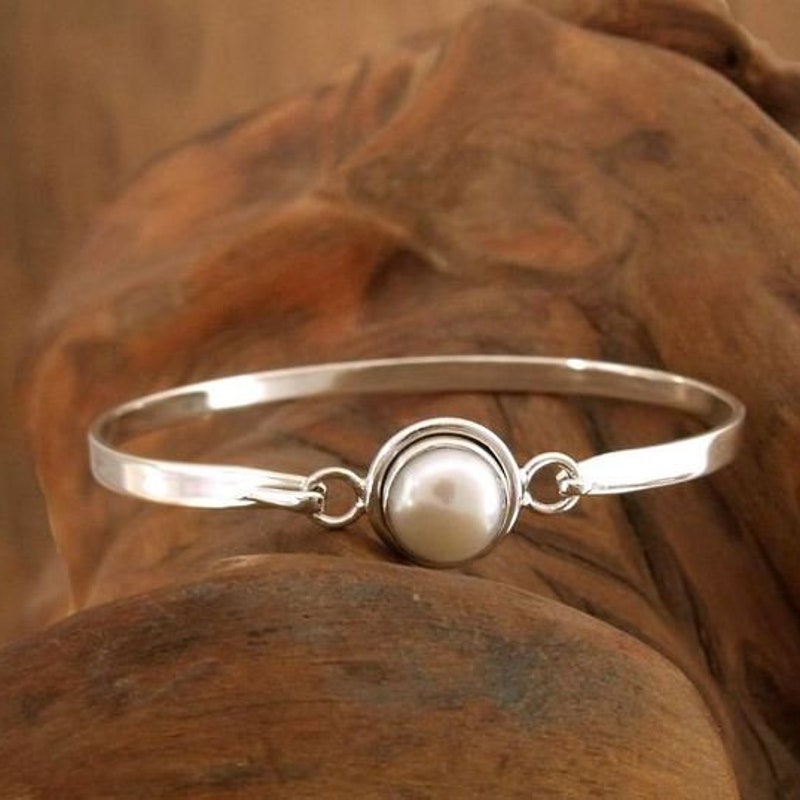 Statement Pearl Bracelet in White main image 1