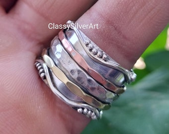 Solid Spinner Ring, Meditation Ring, Silver Spinning Ring, Fidget Ring, Worry Ring, Anxiety Ring, Woman Ring,