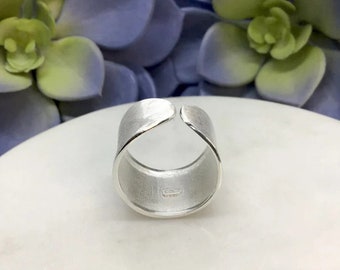 Sterling Silver Wide Band Open Ring, Adjustable Ring, Wide Band Ring, Silver Ring, Statement Ring
