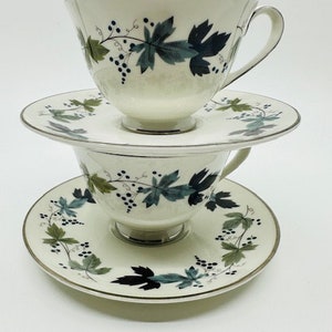 Royal Doulton Burgundy Set of 2 Teacups and Saucers