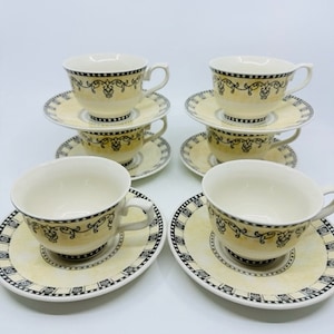 Churchill Ports of Call by Jeff Banks London Set of Six Teacups and Saucers