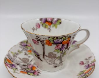 Royal Albert Crown China Rosalie-theekop en schotel