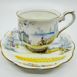 Royal Albert Crown China Rosedale Teacup and Saucer Set