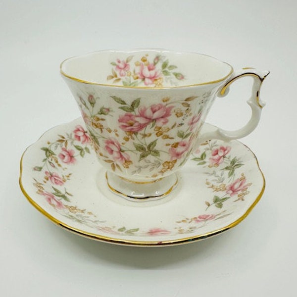 Royal Albert Rose Chintz Series Pink Brocade Teacup and Saucer Set