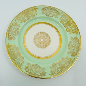 Johnson Bros Pareek Turquoise with Gold Medallion Set of Four 6.5 Inch Bread and Butter Plates