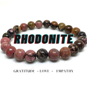 Homemade Gorgeous 8mm Natural Rhodonite Bracelet, Rhodonite Bracelets for Women and Men Bracelet, Healing Bracelet, Gemstone Bracelet.