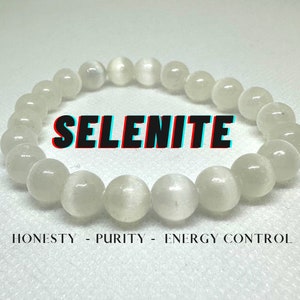 Gorgeous Natural 8mm Selenite Bracelet, Selenite Bracelets for Women and Men Bracelet, Healing Bracelet, Gemstone Bracelet, Spirit.