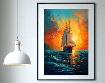 Pirate Ship- High Detail Canvas, Premium Wall Art Canvas, Gift Idea, Minimalistic Wall Art, Modern Wall Art, Vintage Art, Wedding Gift