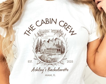 Cabin in the Woods T-shirt, Personalized Vintage Bachelorette Party Tee, Lake Retreat Shirt, Custom Bridal Shower Top, Rustic Nature Theme