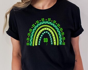 Saint Patrick's Day Rainbow Arch Unisex Jersey Short Sleeve Tee, St Paddy's Day T-Shirt, Shamrock Clover Shirt, Irish Pride Gift, Green Tee