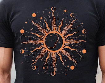 Sun and Moon T-Shirt Aesthetic Shirt Yoga Shirt Pagan Clothing Aesthetic Clothing Celestial Clothing Moon T-Shirt Sun TShirt Celestial Shirt