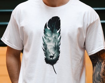 Feather Birds Shirt, Graphic Tee, Feather Unisex Tshirt, Women Bird Tshirt, Bird T Shirt, Feather Shirt Feather T Shirt, Christmas Gift Idea