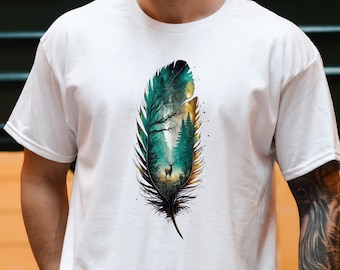 Feather Birds Shirt, Graphic Tee, Women V-neck T Shirt, Feather