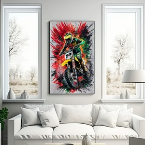 Biker gift, Bikers Wall Art, motorcycle rider gift, Metal Decoration, Dirt Bike Wall Art, Color Splash Decor, Man Cave Art, Boys Room Gift