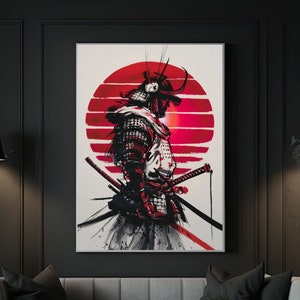 Samurai Metal Wall Art – Game Room and Man Cave Decor, Japanese Warrior Design, Gamer Gift, Japanese Decor, Warrior Room Decor, Sword Art