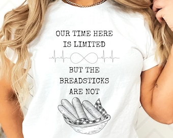 De tijd is beperkt, maar soepstengels zijn dat niet: leuke T-shirtmeme, restaurantgrappen, leuk vriendcadeau, vakantiecadeau, cadeau collega, onbeperkt brood