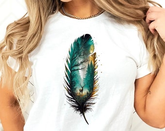 Feather Birds Shirt, Graphic Tee, Feather Unisex Tshirt, Women Bird Tshirt, Bird T Shirt, Feather Shirt Feather T Shirt, Christmas Gift Idea
