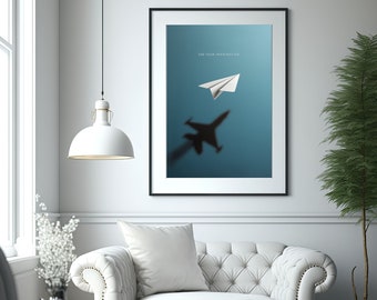 Flugzeug Wandbild, Jungenzimmer Dekor, Kampfjet Wandbild, Kinderzimmer Dekor, Militärflugzeug Drucke, Hoffnung, Imagination Art