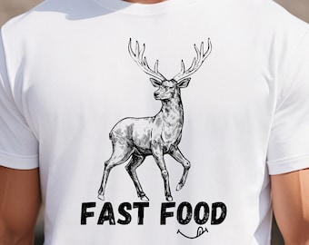 Hunting T-shirt- Fast Food deer, Joke Hunting Shirt ,Dad Hunter, Deer Shirts idea, Deer Running Fast Tshirt, Grandpa Tee, Gift for Husband