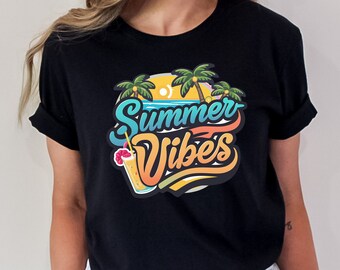 Watercolors Summer Vibes, Summer Palm Tree Design, Boho Shirts, Beach shirt, Summer Shirt, Girl Friends, Shirt for Women, Mother's Day Shirt