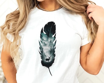Feather Birds Shirt, Graphic Tee, Feather Unisex Tshirt, Women Bird Tshirt, Bird T Shirt, Feather Shirt Feather T Shirt, Christmas Gift Idea