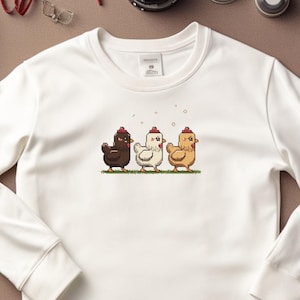 Pixel Chicken Sweatshirt, Funny Farmer Sweatshirt, Farm Gamer Sweatshirt, Gamer Pun Sweatshirt, Chicken Lover Gift - Unisex Sweatshirt
