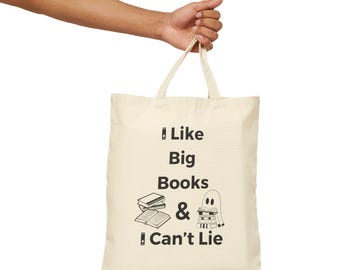 Big Books- Funny Reusable Cotton Canvas Tote Bag, Eco Friendly, Teacher Gifts, Adorable Tote Bag, Funny Art Meme, Beautiful Tote